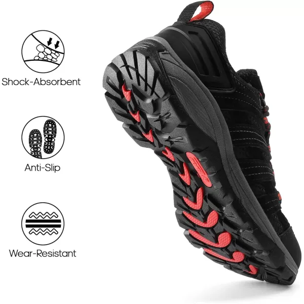 NORTIV 8 Womens Hiking Shoes Lightweight Breathable Mesh Walking Sneakers Outdoor Work ShoesBlack