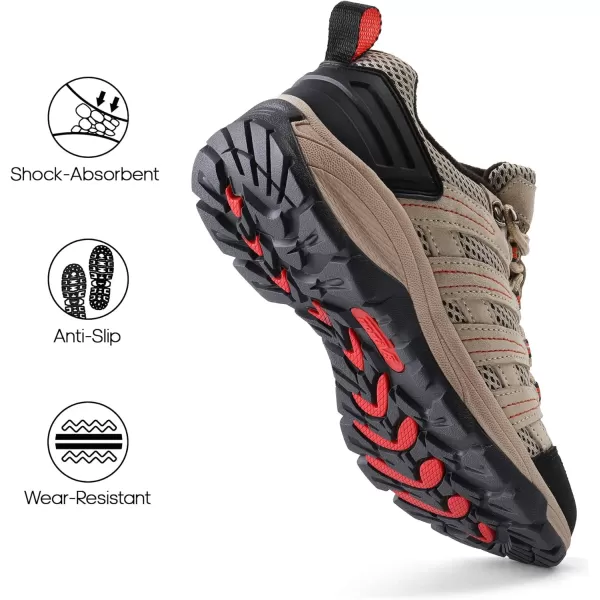 NORTIV 8 Womens Hiking Shoes Lightweight Breathable Mesh Walking Sneakers Outdoor Work ShoesSand