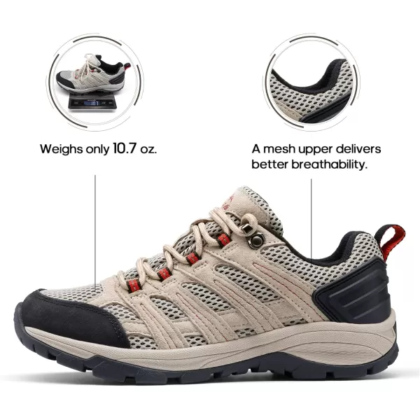 NORTIV 8 Womens Hiking Shoes Lightweight Breathable Mesh Walking Sneakers Outdoor Work ShoesSand