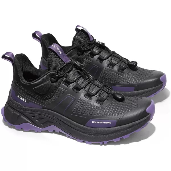 NORTIV 8 Womens Lightweight Hiking Shoes Quick Laces Outdoors SneakersBlack Purple