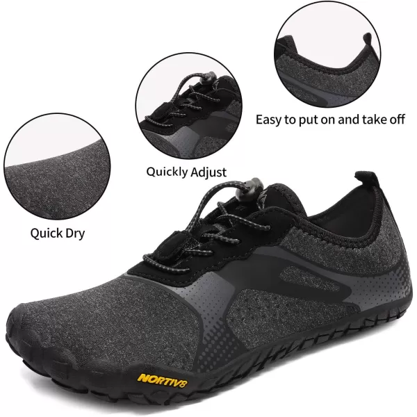 NORTIV 8 Womens Quick Dry Water Shoes Barefoot Sports Aqua Beach Pool Swim ShoesBlackDarkGrey