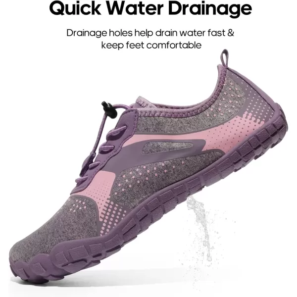 NORTIV 8 Womens Quick Dry Water Shoes Barefoot Sports Aqua Beach Pool Swim ShoesPurplePink1