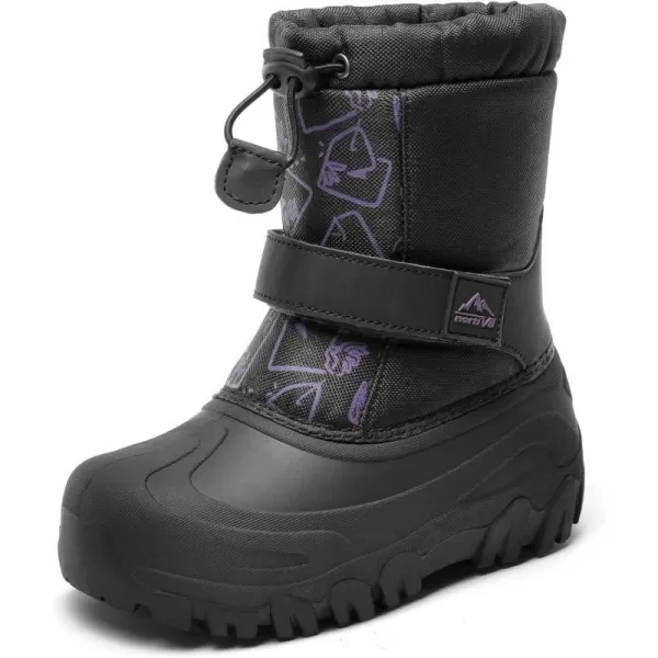 NORTIV 8 Kids Snow Boots Boys Girls Waterproof Cold Weather Classic Booties Hiking Outdoor Shoes Little KidsBig KidsBlackPurple