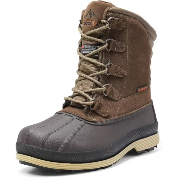 NORTIV 8 Mens Insulated Waterproof Work Winter Snow BootsKhakiBrown