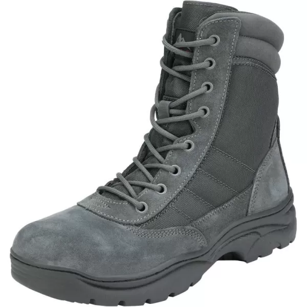 NORTIV 8 Mens Military Tactical Work Boots Side Zipper Leather Motorcycle Combat Boots 68 InchesDark Grey8 Inches