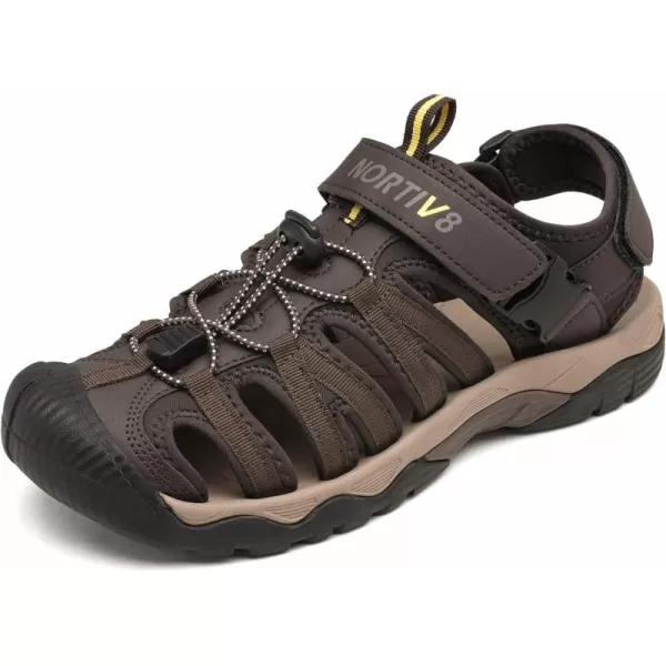 NORTIV 8 Mens Sandals Closed Toe Athletic Sport Sandals Mens Summer Shoes Lightweight Trail Walking Sandals for MenBrown