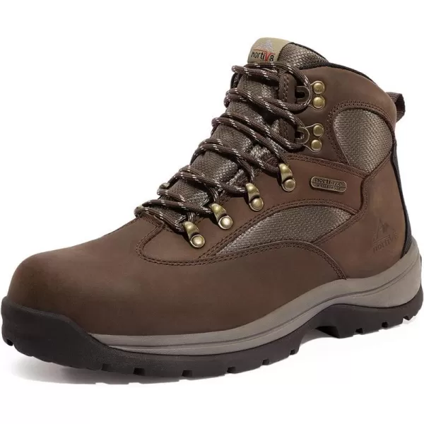 NORTIV 8 Mens Waterproof Hiking Boots Mid Ankle Leather Hiker BootsBrown