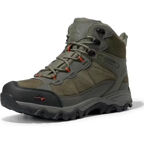 NORTIV 8 Mens Waterproof Hiking Boots Outdoor Mid Trekking Backpacking Mountaineering ShoesArmy Green