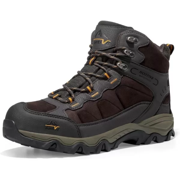 NORTIV 8 Mens Waterproof Hiking Boots Outdoor Mid Trekking Backpacking Mountaineering ShoesBrown