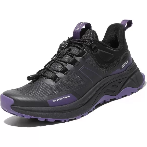 NORTIV 8 Womens Lightweight Hiking Shoes Quick Laces Outdoors SneakersBlack Purple