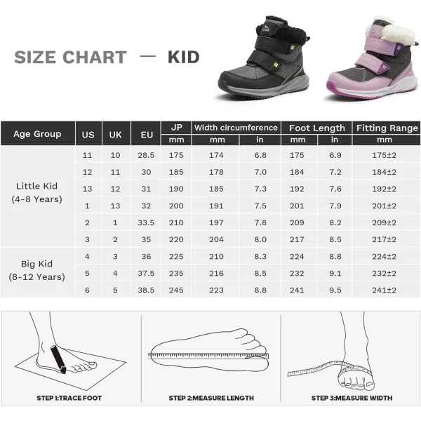 NORTIV 8 Kids Winter Boots Waterproof Hiking Boys Girls Snow Boots Warm Fur Lined Slip Resistant Cold Weather Outdoor Shoes Little KidsBig KidsGreyPink