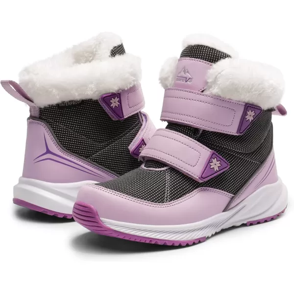 NORTIV 8 Kids Winter Boots Waterproof Hiking Boys Girls Snow Boots Warm Fur Lined Slip Resistant Cold Weather Outdoor Shoes Little KidsBig KidsLight Purple