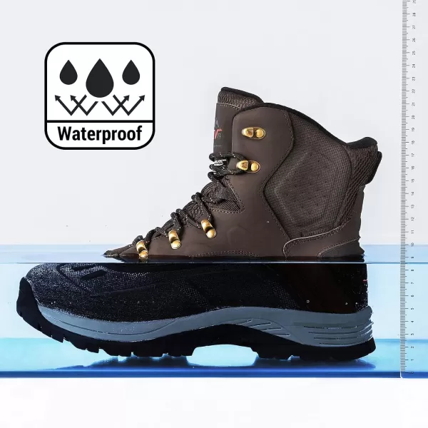 NORTIV 8 Mens Insulated Waterproof Construction Hiking Winter Snow BootsDarkBrownBlack1