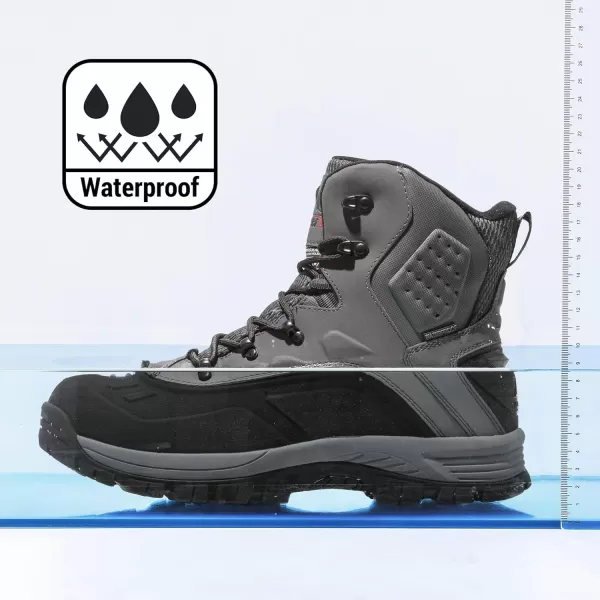 NORTIV 8 Mens Insulated Waterproof Construction Hiking Winter Snow BootsGrey