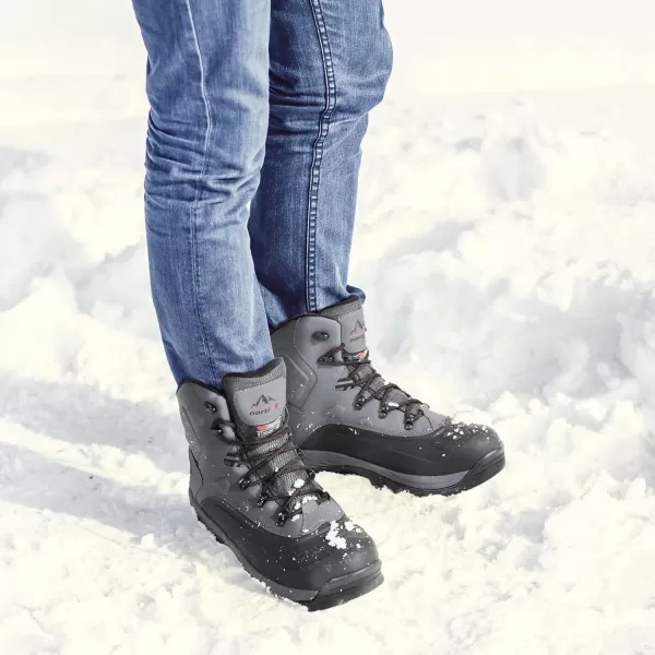 NORTIV 8 Mens Insulated Waterproof Construction Hiking Winter Snow BootsGrey