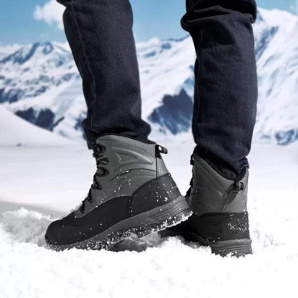 NORTIV 8 Mens Insulated Waterproof Construction Hiking Winter Snow BootsGrey1