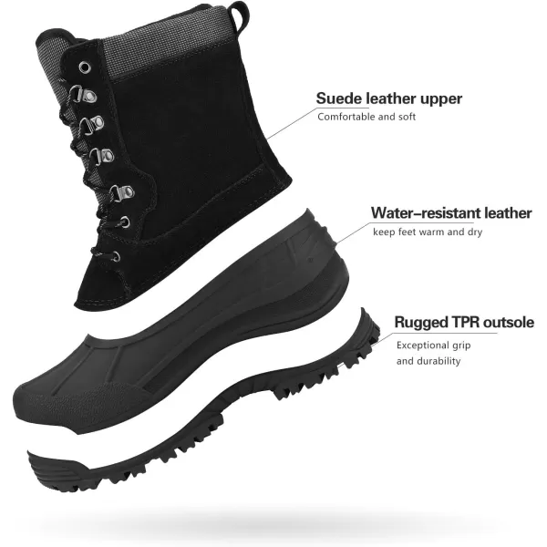 NORTIV 8 Mens Insulated Waterproof Winter Snow BootsBlack2