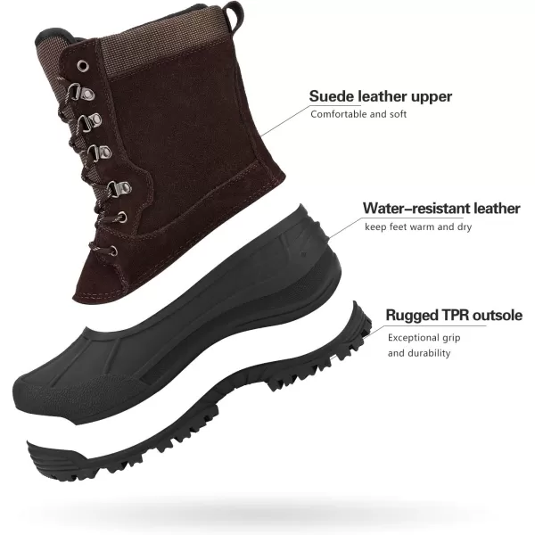 NORTIV 8 Mens Insulated Waterproof Winter Snow BootsBrown2