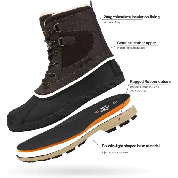 NORTIV 8 Mens Waterproof Winter Snow BootsDarkBrownBlack