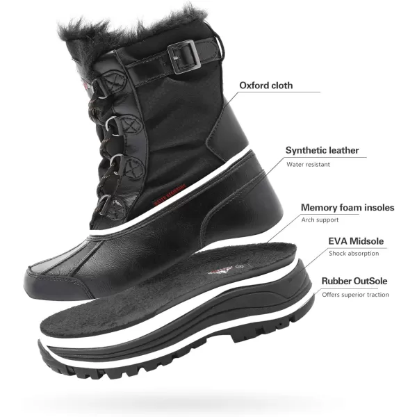 NORTIV 8 Womens Mid Calf Insulated Winter Snow BootsBlackS