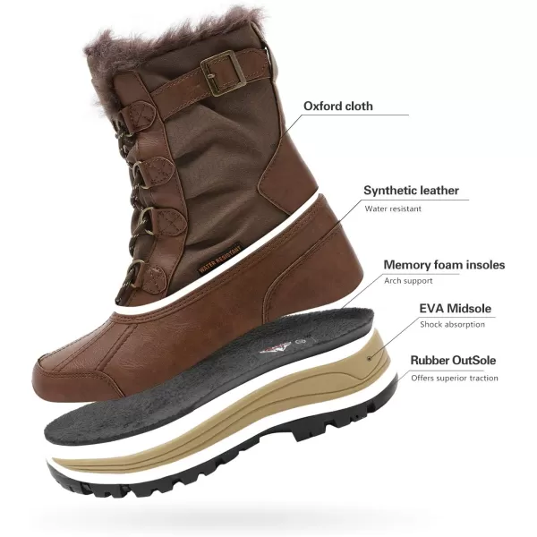 NORTIV 8 Womens Mid Calf Insulated Winter Snow BootsBrownS