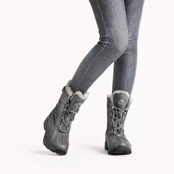 NORTIV 8 Womens Mid Calf Insulated Winter Snow BootsGreyS