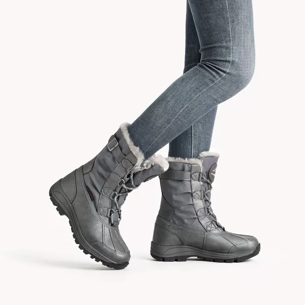 NORTIV 8 Womens Mid Calf Insulated Winter Snow BootsGreyS