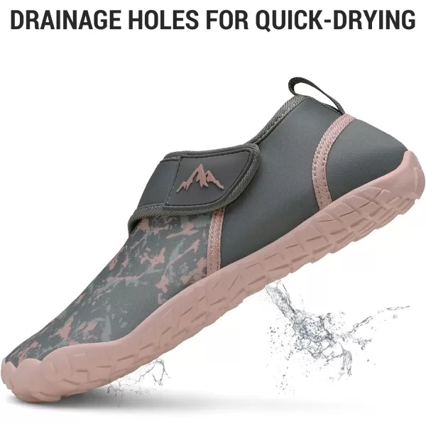 NORTIV 8 Womens Quick Dry Water Shoes Barefoot Outdoor Sports Aqua Beach Pool Swim Surf ShoesGreyPink