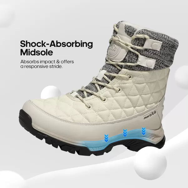 NORTIV 8 Womens Snow Winter Boots Hiking Lightweight Insulated Lace Up Ankle BootOffwhite