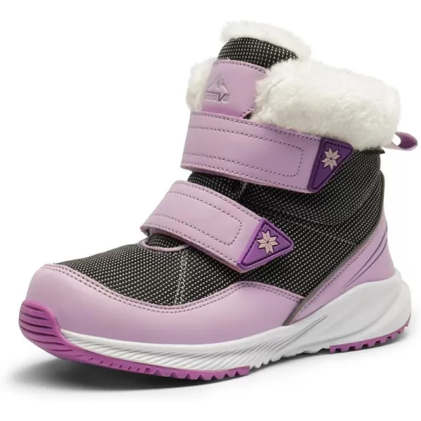 NORTIV 8 Kids Winter Boots Waterproof Hiking Boys Girls Snow Boots Warm Fur Lined Slip Resistant Cold Weather Outdoor Shoes Little KidsBig KidsLight Purple