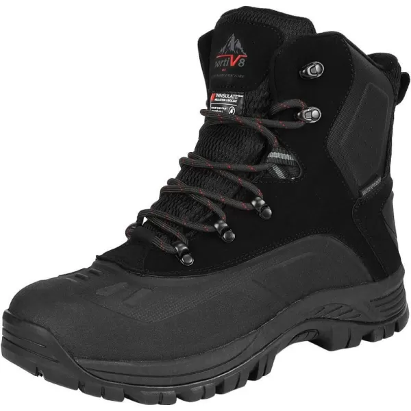 NORTIV 8 Mens Insulated Waterproof Construction Hiking Winter Snow BootsBlack1