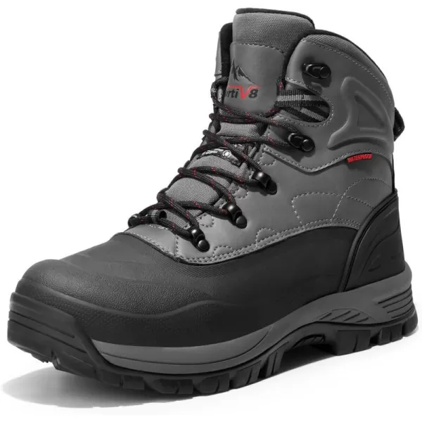 NORTIV 8 Mens Insulated Waterproof Construction Hiking Winter Snow BootsGrey1