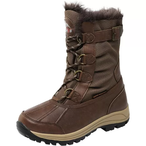 NORTIV 8 Womens Mid Calf Insulated Winter Snow BootsBrownS