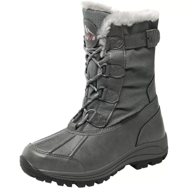 NORTIV 8 Womens Mid Calf Insulated Winter Snow BootsGreyS