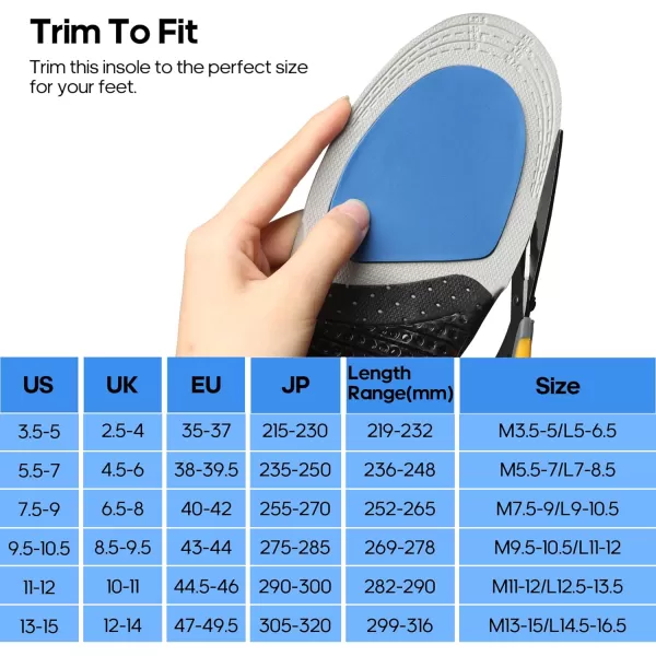 NORTIV 8 Insoles for Men Women Arch Support for Feet Relief Work Insoles for Men and Women for Everyday Use US Men 355Women 565 SNIS221UBlack M1112L125135