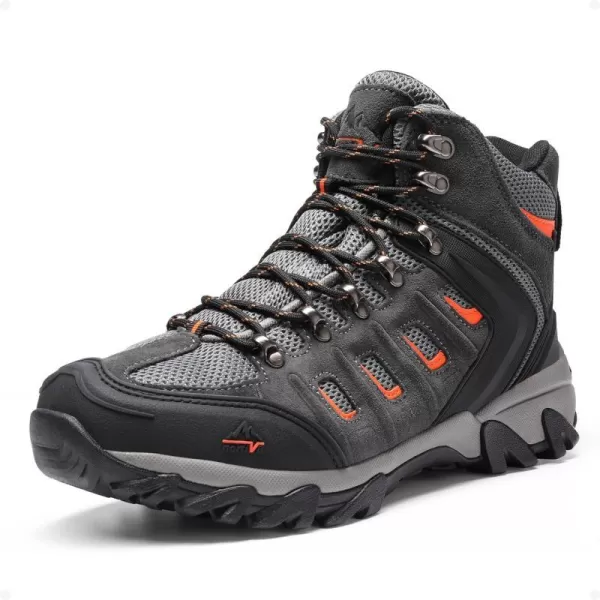 NORTIV 8 Mens Waterproof Hiking Boots Winter Hiking Boots Outdoor BootsGreyOrange