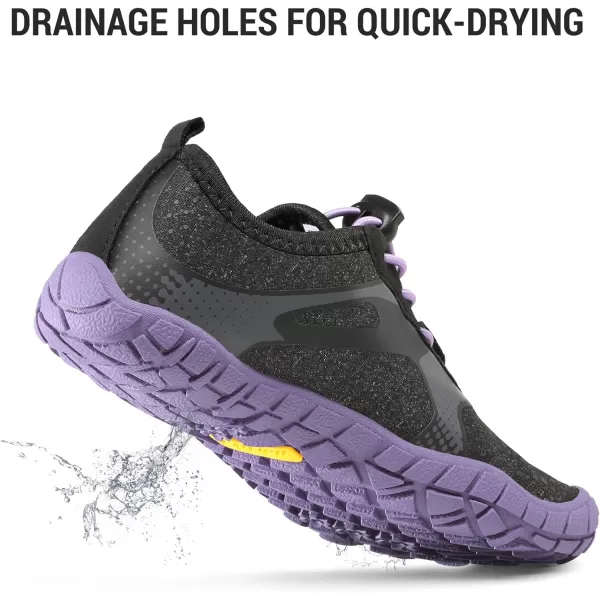 NORTIV 8 Kids Water Shoes Boys Girls Lightweight Athletic Outdoor Quick Dry Barefoot Sports ShoesToddlerLittle KidBig KidBlackGreyPurple