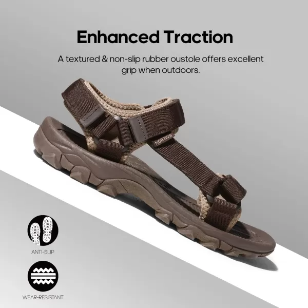 NORTIV 8 Mens Sandals Hiking Sports Lightweight Summer Water Arch Support River Open Toe Athletic Trail Outdoor Walking SandalsBrown