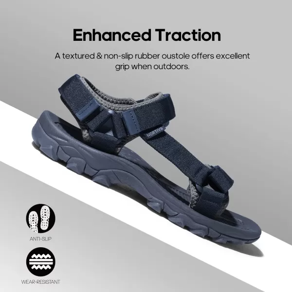 NORTIV 8 Mens Sandals Hiking Sports Lightweight Summer Water Arch Support River Open Toe Athletic Trail Outdoor Walking SandalsDarkBlueGrey