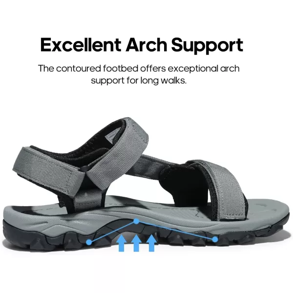 NORTIV 8 Mens Sandals Hiking Sports Lightweight Summer Water Arch Support River Open Toe Athletic Trail Outdoor Walking SandalsDarkGreyBlack