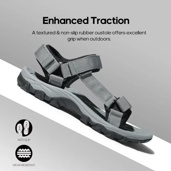 NORTIV 8 Mens Sandals Hiking Sports Lightweight Summer Water Arch Support River Open Toe Athletic Trail Outdoor Walking SandalsDarkGreyBlack