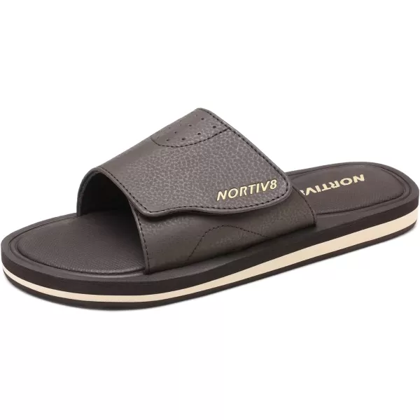 NORTIV 8 Mens Slide Sandals Comfort Lightweight Beach ShoesDark Brown