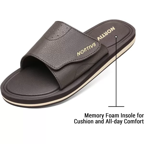 NORTIV 8 Mens Slide Sandals Comfort Lightweight Beach ShoesDark Brown