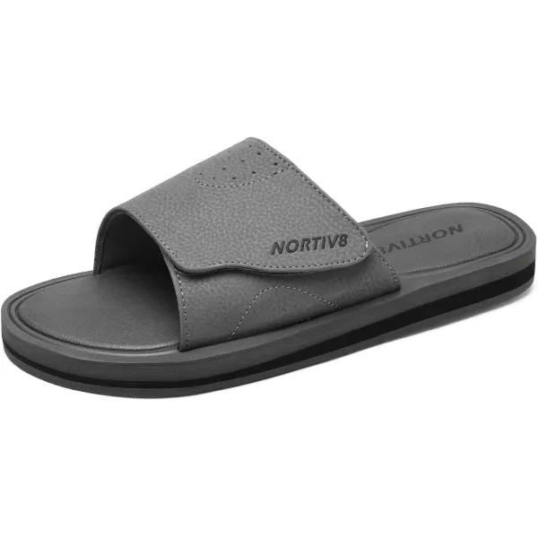 NORTIV 8 Mens Slide Sandals Comfort Lightweight Beach ShoesGrey