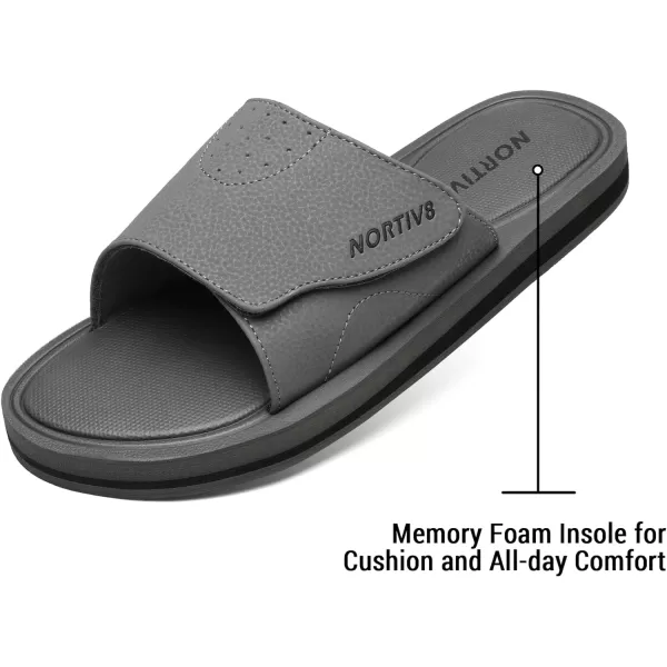 NORTIV 8 Mens Slide Sandals Comfort Lightweight Beach ShoesGrey