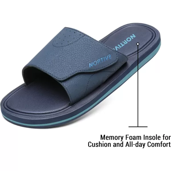 NORTIV 8 Mens Slide Sandals Comfort Lightweight Beach ShoesNavy