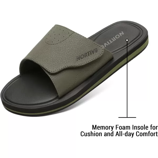 NORTIV 8 Mens Slide Sandals Comfort Lightweight Beach ShoesOliveGreen