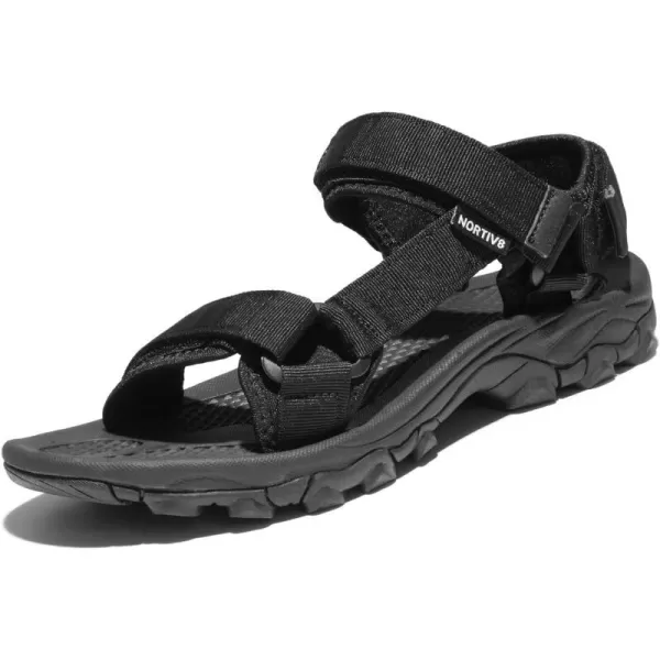 NORTIV 8 Mens Sandals Hiking Sports Lightweight Summer Water Arch Support River Open Toe Athletic Trail Outdoor Walking SandalsBlack Monochrome