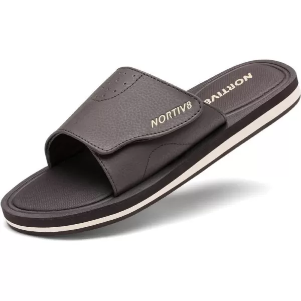 NORTIV 8 Mens Slide Sandals Comfort Lightweight Beach ShoesDark Brown