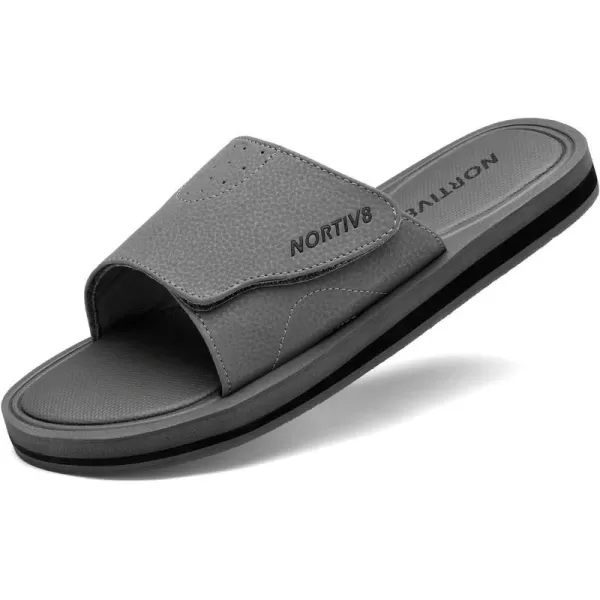 NORTIV 8 Mens Slide Sandals Comfort Lightweight Beach ShoesGrey